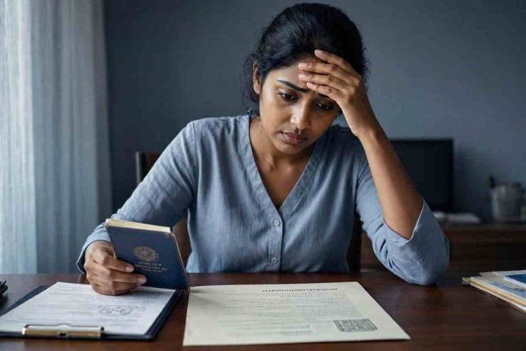 Disappointed applicant reviewing official refusal letter for common tourist visa rejection reasons