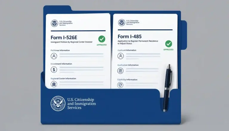 EB-5 visa application forms and concurrent filing steps checklist dossier