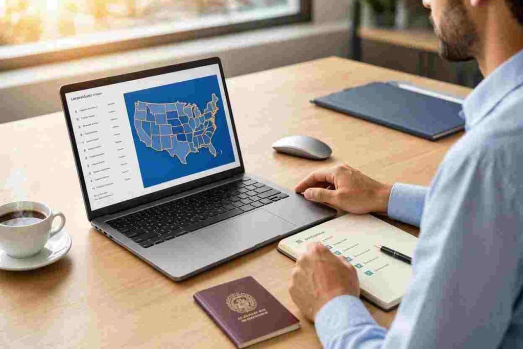 Candidate using the official Department of Labor database to locate legitimate h2b visa sponsor jobs