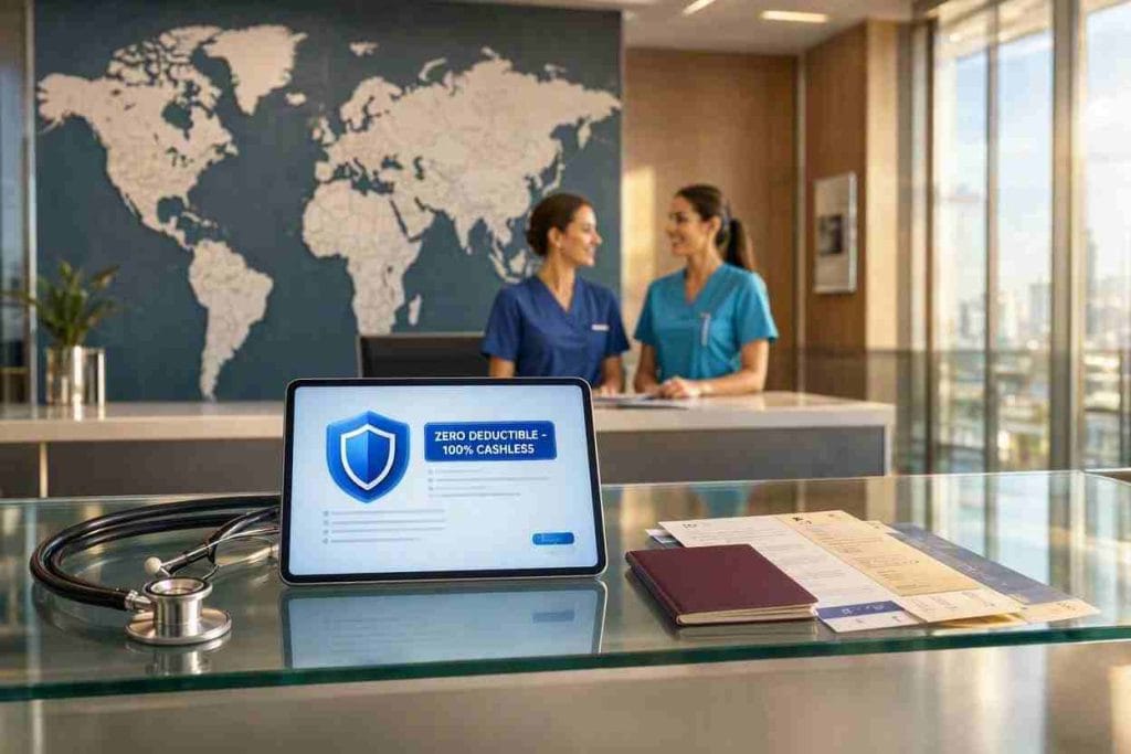 Zero deductible schengen travel insurance policy with hospital cashless billing