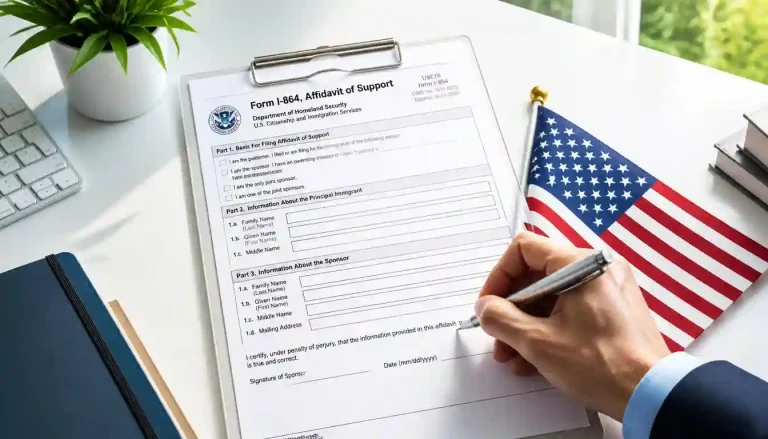 Form I-864 Affidavit of Support document ready for joint sponsor signature.