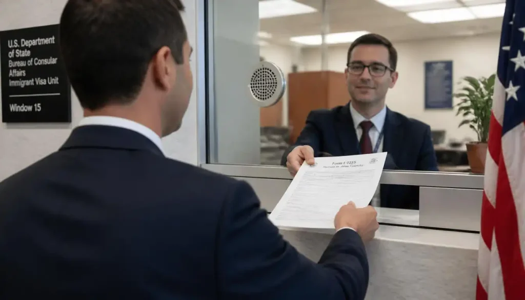 Corporate executive answering l1a blanket interview questions and submitting Form I-129S to the consular officer