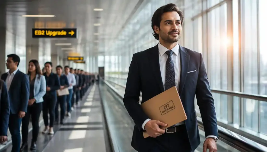 Confident international professional utilizing the EB2 upgrade to skip the green card backlog faster.