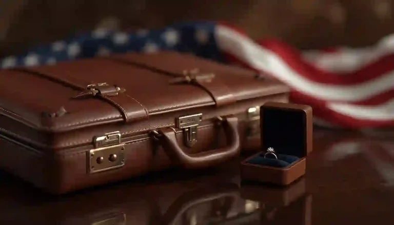 A professional briefcase and an engagement ring box representing if a K1 visa holder can work in the USA before a green card.